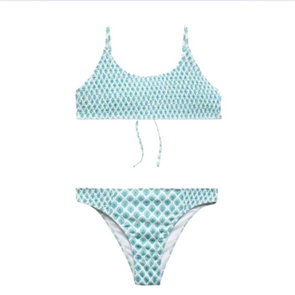 NWT Mango XS Geometric Green/Blue Bikini - Picture 1 of 7